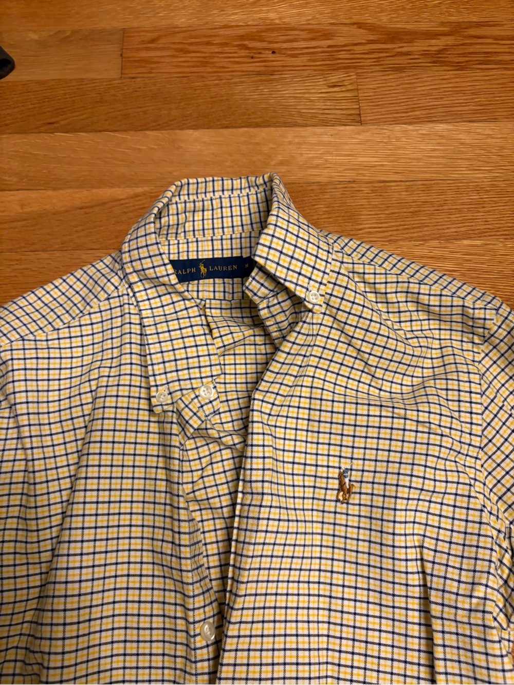 Ralph Lauren Yellow and Blue Plaid Button-Down Shirt - Men's